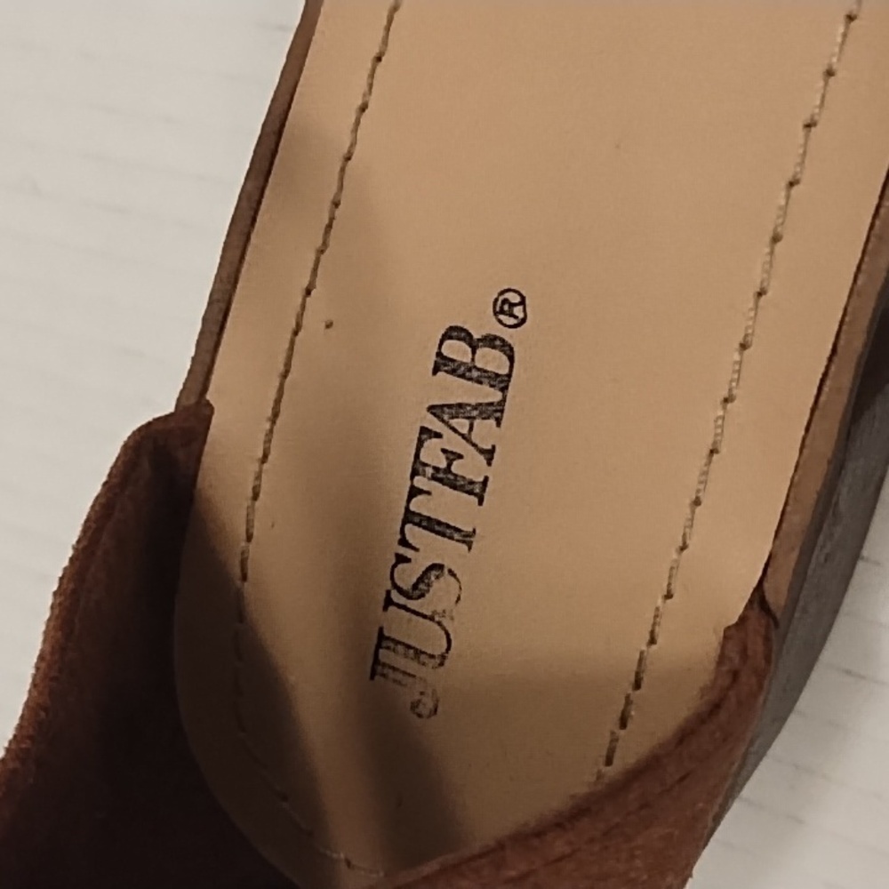 Just fab Ankle Strap Kitten Heel Strappy Block Heel Cute Low Sandal Faux Leather - Picture 6 of 9